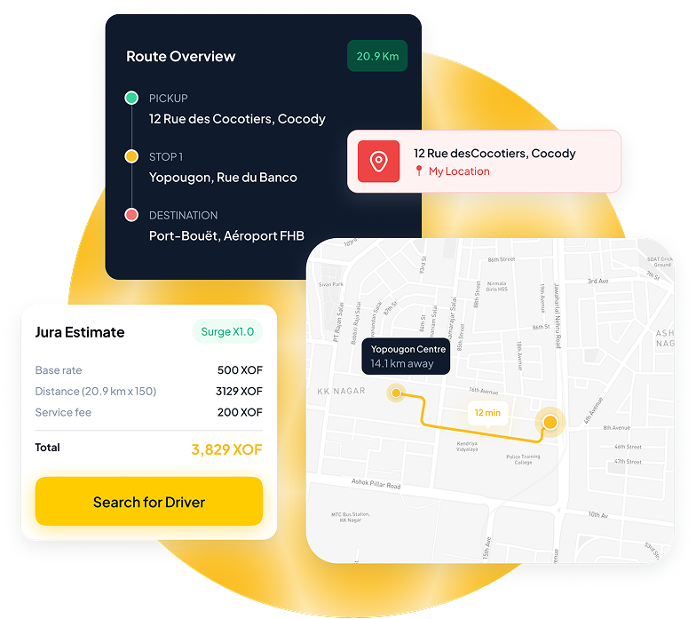 Interface de suivi GPS en direct Yoola