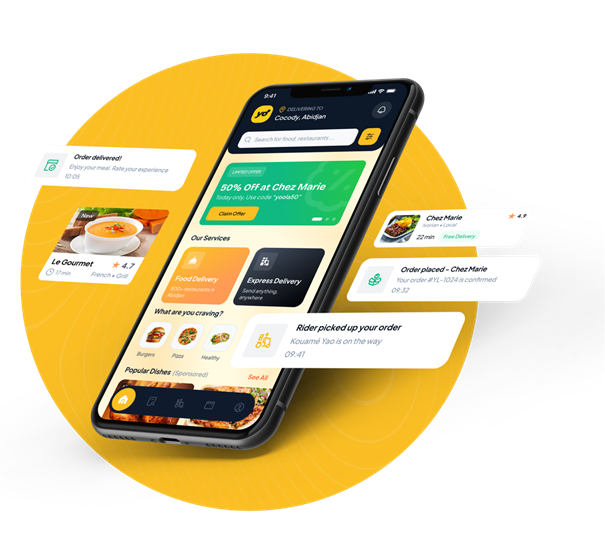 Application de nourriture et de livraison express Yoola