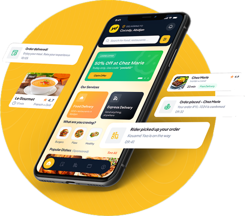 Application de nourriture et de livraison express Yoola